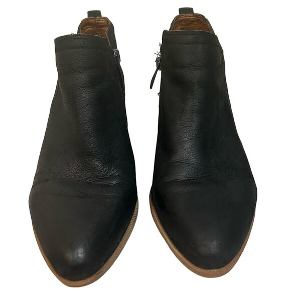 Franco Sarto Womens Black Leather Almond Toe Stacked Heel Slip On Booties 8.5 M - Picture 5 of 8